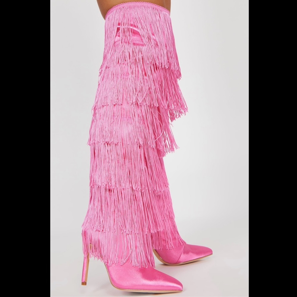 New Pink Boots with fringe